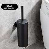 ReinGlanz Wand-Toilettenbürste aus Edelstahl in Schwarz mit Halterung