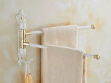 Luxuriöser Handtuchhalter <50 cm | Gebürstetes Gold & Aluminium | Antik Graviert & Faltbar