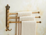 Luxuriöser Handtuchhalter <50 cm | Gebürstetes Gold & Aluminium | Antik Graviert & Faltbar