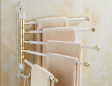 Luxuriöser Handtuchhalter <50 cm | Gebürstetes Gold & Aluminium | Antik Graviert & Faltbar