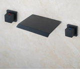 Waterval Wastafelkraan – Dubbele Handvatten | Chroom & Mat Zwart | 2-Gats Wand- of Tafelmontage