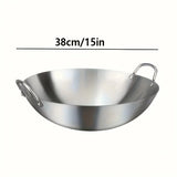 SteelWok Pro Max – Großer Edelstahl-Wok mit Doppelgriffen für Profi-Küche