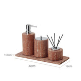 NatursteinGlanz Badaccessoire-Set aus rotem Travertin