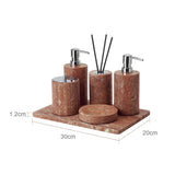 NatursteinGlanz Badaccessoire-Set aus rotem Travertin