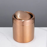 Eleganter Tischabfalleimer aus Edelstahl in Roségold mit Klappdeckel