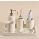 ZenAura Sandstein Badezimmer-Set – Natürliches Wabi-Sabi Accessoire-Set