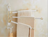 Luxuriöser Handtuchhalter <50 cm | Gebürstetes Gold & Aluminium | Antik Graviert & Faltbar