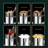 SumoFry – Japanisches Ölspar-Frittierpfannen-Set aus 304 Edelstahl mit Frittierkorb