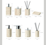 SandsteinAura Badaccessoire-Set aus beigem Travertin