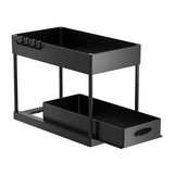 Ausziehbarer Schrank Organizer Unter Spüle – Küchen & Bad Aufbewahrung | Korbregal mit Haken | Flexible Ordnung