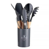 GourmetPro – 12-teiliges Premium Kochutensilien-Set aus Silikon & Holz