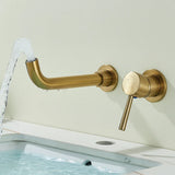 GoldFlex Wandarmatur Waschbecken – Drehbarer Wasserhahn Messing | Gebürstetes Finish | Moderne Mischbatterie