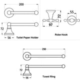 NostalgieBrons Antik Messing Bad-Set – 3-teiliges Wandaccessoire für Bad & WC