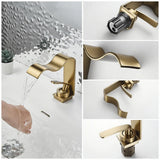 Edle Waschbeckenarmatur in Gold mit Kaskadenauslauf und Hebelsteuerung