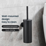 ReinGlanz Wand-Toilettenbürste aus Edelstahl in Schwarz mit Halterung