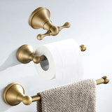 NostalgieBrons Antik Messing Bad-Set – 3-teiliges Wandaccessoire für Bad & WC