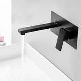 NoirLine Waschtischarmatur Wandmontage – Schwarzer Wasserhahn Messing | Quadratisches Design | Moderne Mischbatterie