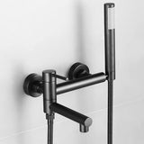 Wannenmischer mit drehbarem Auslauf und Brause – Klassische Wandarmatur für Warm- und Kaltwasser aus rostfreiem Stahl