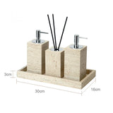 SandsteinAura Badaccessoire-Set aus beigem Travertin