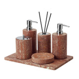 NatursteinGlanz Badaccessoire-Set aus rotem Travertin