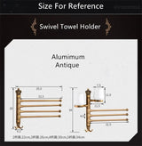 Luxuriöser Handtuchhalter <50 cm | Gebürstetes Gold & Aluminium | Antik Graviert & Faltbar