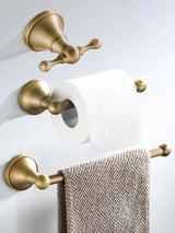 NostalgieBrons Antik Messing Bad-Set – 3-teiliges Wandaccessoire für Bad & WC