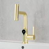 Moderne Waschbeckenarmatur mit Wasserfallfunktion, Temperaturanzeige und flexiblem Auszug