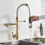 LuxuraFlex – Ausziehbare Küchenarmatur in Nickel-Gold mit Einhebelmischer