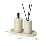 SandsteinAura Badaccessoire-Set aus beigem Travertin