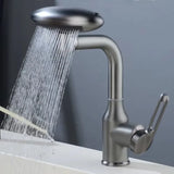 Moderne Waschbeckenarmatur mit Wasserfallfunktion und vier Wasserstrahlmodi