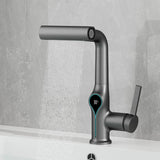 Moderne Waschbeckenarmatur mit Wasserfallfunktion, Temperaturanzeige und flexiblem Auszug