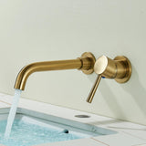 GoldFlex Wandarmatur Waschbecken – Drehbarer Wasserhahn Messing | Gebürstetes Finish | Moderne Mischbatterie