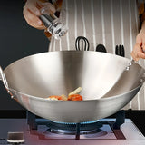 SteelWok Pro Max – Großer Edelstahl-Wok mit Doppelgriffen für Profi-Küche