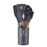 GourmetPro – 12-teiliges Premium Kochutensilien-Set aus Silikon & Holz
