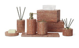 NatursteinGlanz Badaccessoire-Set aus rotem Travertin
