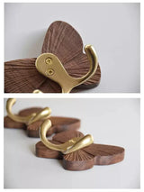 RetroButterfly Elegance – Schwarznuss Wandhaken mit Schmetterlings-Design
