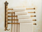 Luxuriöser Handtuchhalter <50 cm | Gebürstetes Gold & Aluminium | Antik Graviert & Faltbar