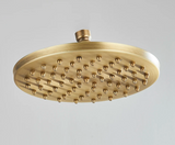 GoldFlow Regendusche Duschkopf – Messing Duschbrause Rund | Gebürstete Oberfläche | Spa Erlebnis Zuhause