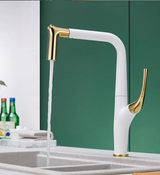 KüchenGlanz Pro – Ausziehbare Premium-Küchenarmatur in Gebürstetem Gold & Schwarz