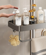 DuoOrganisator Duschablage Klebefix – Badezimmer Regal Aluminium | Ohne Bohren | Doppelregal mit Handtuchhalter