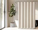 CasaVerde Premium Duschvorhang – Wasserdicht & Luxuriöses Kunstleinen – Sandbeige