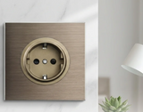 ElektroPro Kombisteckdose Braun – Schuko Wandsteckdose Aluminium | USB Ladeanschluss & LAN Port | Unterputz Design