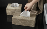MarmoImperial Luxus Badaccessoire-Set aus Naturmarmor – 7-teiliges Premium Badezimmer-Set in Emperador Light Optik
