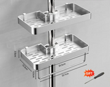 DuoOrganisator Duschablage Klebefix – Badezimmer Regal Aluminium | Ohne Bohren | Doppelregal mit Handtuchhalter