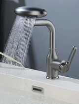 Moderne Waschbeckenarmatur mit Wasserfallfunktion und vier Wasserstrahlmodi