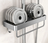 DuoOrganisator Duschablage Klebefix – Badezimmer Regal Aluminium | Ohne Bohren | Doppelregal mit Handtuchhalter