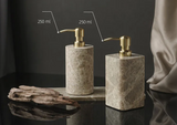 MarmoImperial Luxus Badaccessoire-Set aus Naturmarmor – 7-teiliges Premium Badezimmer-Set in Emperador Light Optik